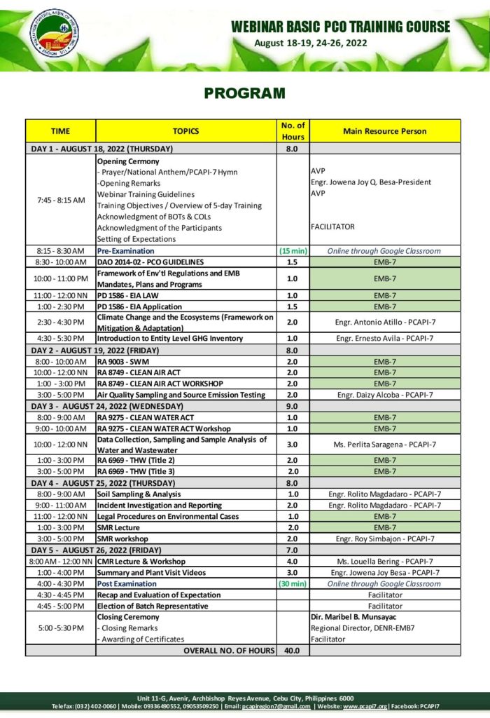 Online 40-Hour Basic Pollution Control Officer (PCO) Training Course ...